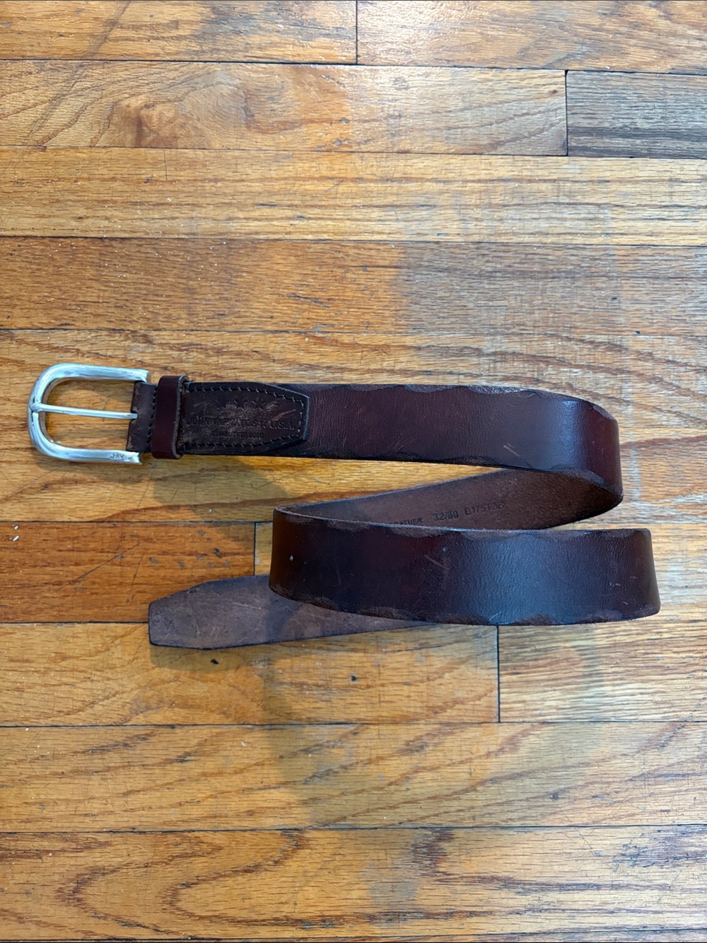 John Varvatos Dark Brown Leather Belt with Silver Buckle